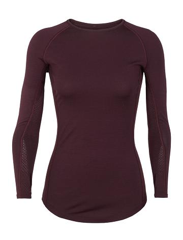 Cherry Women's Icebreaker BodyfitZone™ Merino 200 Zone Thermal Long Sleeve Crewe Top Base Layers | USA 1858OKIR